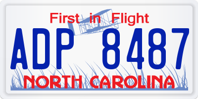 NC license plate ADP8487