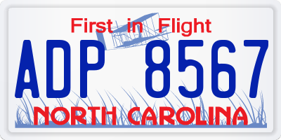 NC license plate ADP8567