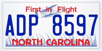 NC license plate ADP8597