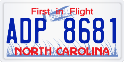 NC license plate ADP8681