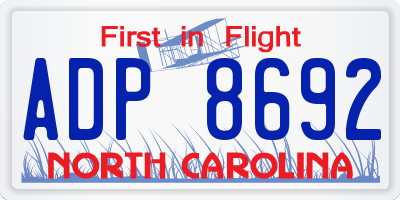 NC license plate ADP8692