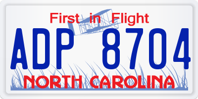 NC license plate ADP8704