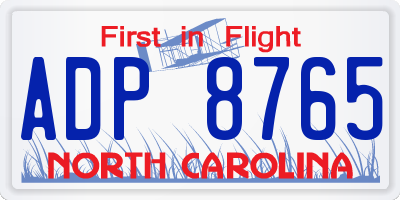 NC license plate ADP8765