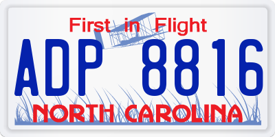 NC license plate ADP8816