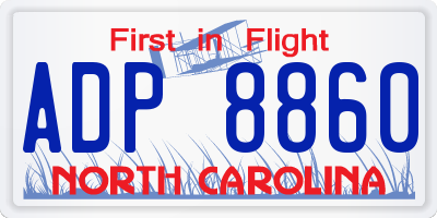NC license plate ADP8860