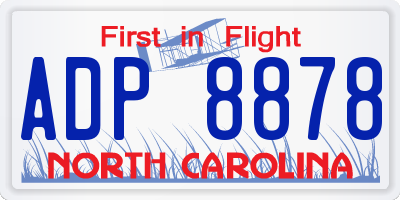 NC license plate ADP8878