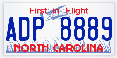 NC license plate ADP8889