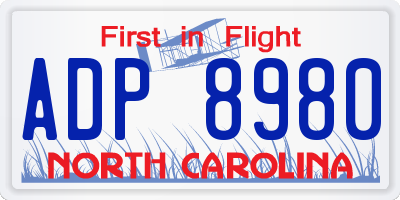 NC license plate ADP8980