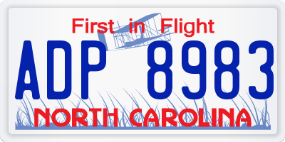 NC license plate ADP8983