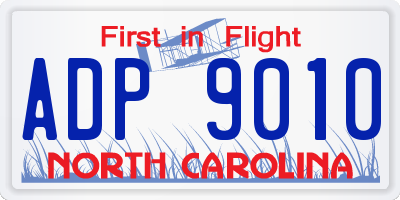 NC license plate ADP9010