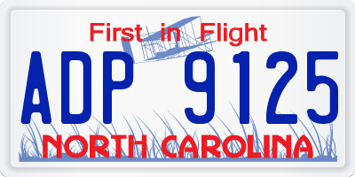 NC license plate ADP9125