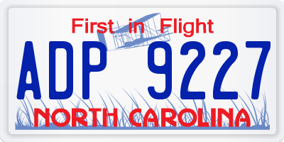 NC license plate ADP9227