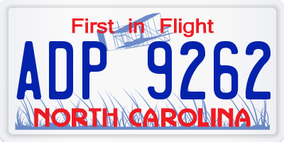 NC license plate ADP9262