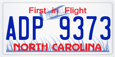 NC license plate ADP9373