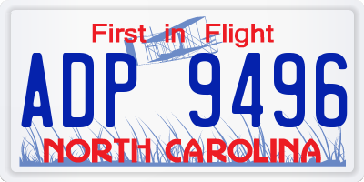NC license plate ADP9496
