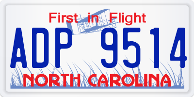 NC license plate ADP9514
