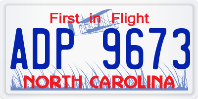 NC license plate ADP9673