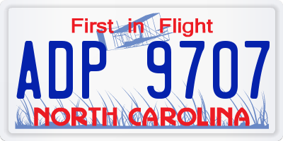 NC license plate ADP9707