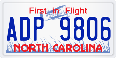 NC license plate ADP9806