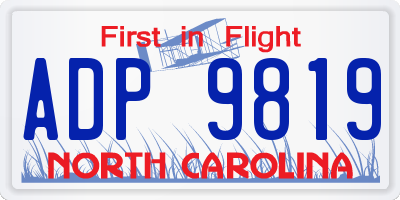 NC license plate ADP9819