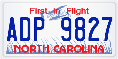 NC license plate ADP9827