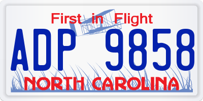 NC license plate ADP9858