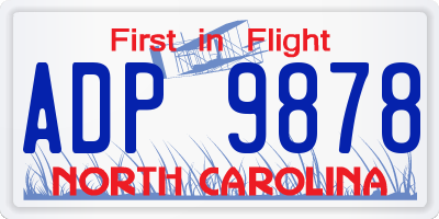 NC license plate ADP9878
