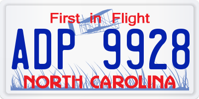 NC license plate ADP9928