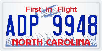 NC license plate ADP9948