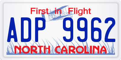 NC license plate ADP9962