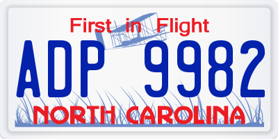 NC license plate ADP9982