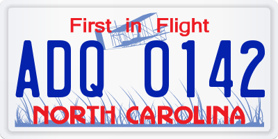 NC license plate ADQ0142