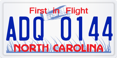 NC license plate ADQ0144