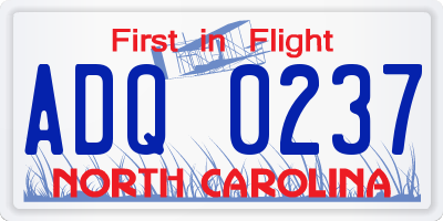 NC license plate ADQ0237
