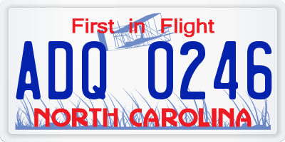 NC license plate ADQ0246