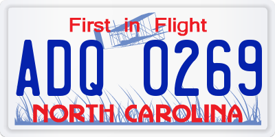NC license plate ADQ0269