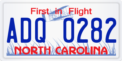 NC license plate ADQ0282