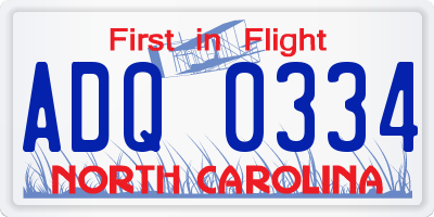 NC license plate ADQ0334