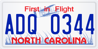 NC license plate ADQ0344