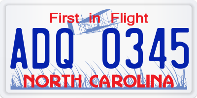 NC license plate ADQ0345