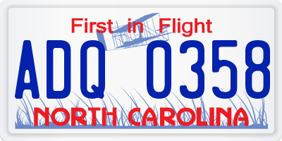 NC license plate ADQ0358