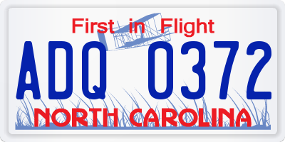 NC license plate ADQ0372