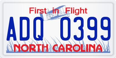 NC license plate ADQ0399