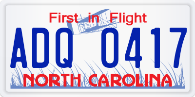 NC license plate ADQ0417