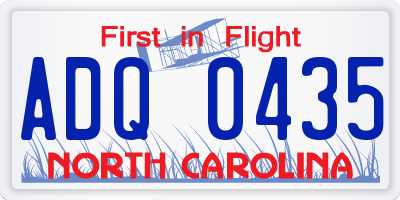 NC license plate ADQ0435