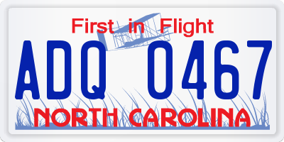 NC license plate ADQ0467