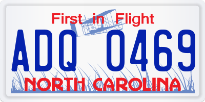 NC license plate ADQ0469