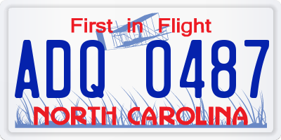 NC license plate ADQ0487