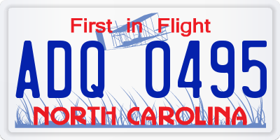 NC license plate ADQ0495