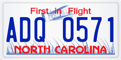 NC license plate ADQ0571